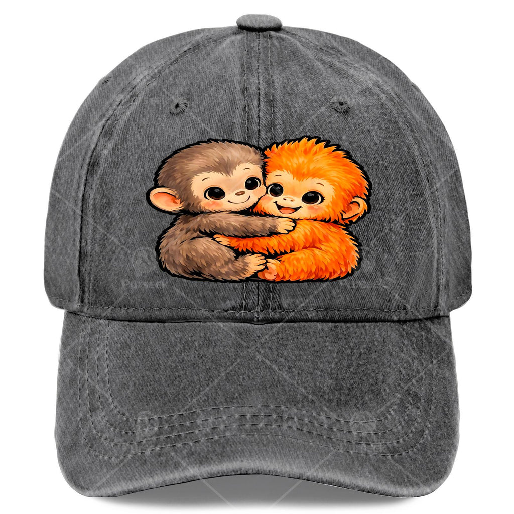 Tadanori Toya Plush Hug Baseball Cap - Vintage Full-Print Design, Suitable for Christmas, Gaming, And American Independence Day Events, Unisex Washable Monkey Baseball Cap, Lightweight Design (Hand Washable)