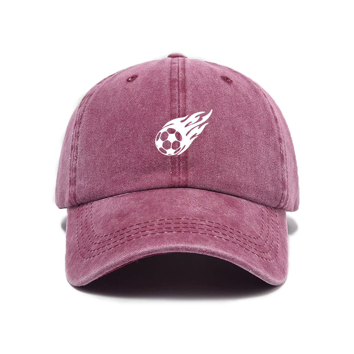1 Washed Distressed Printed Baseball Cap for Adults, Fashionable Vintage Soccer Print Washed Distressed Soft Top Sun Baseball Cap, Unisex Versatile Baseball Cap