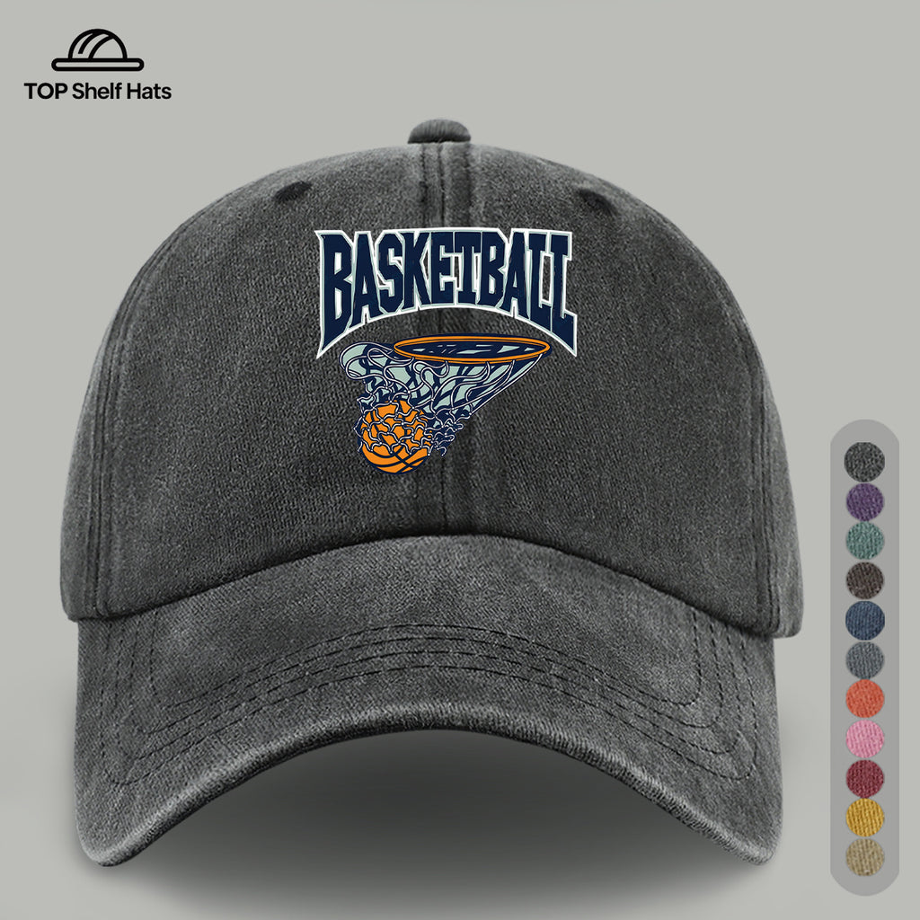 1pc American Retro Basketball Pattern Design Printed Baseball Cap, Lightweight Comfortable Breathable Adjustable Size, Black PAPA Truck Driver Retro Dad Hat, Mom Beach Vacation Sun Hat, Youth Couple Outdoor Skate Hat