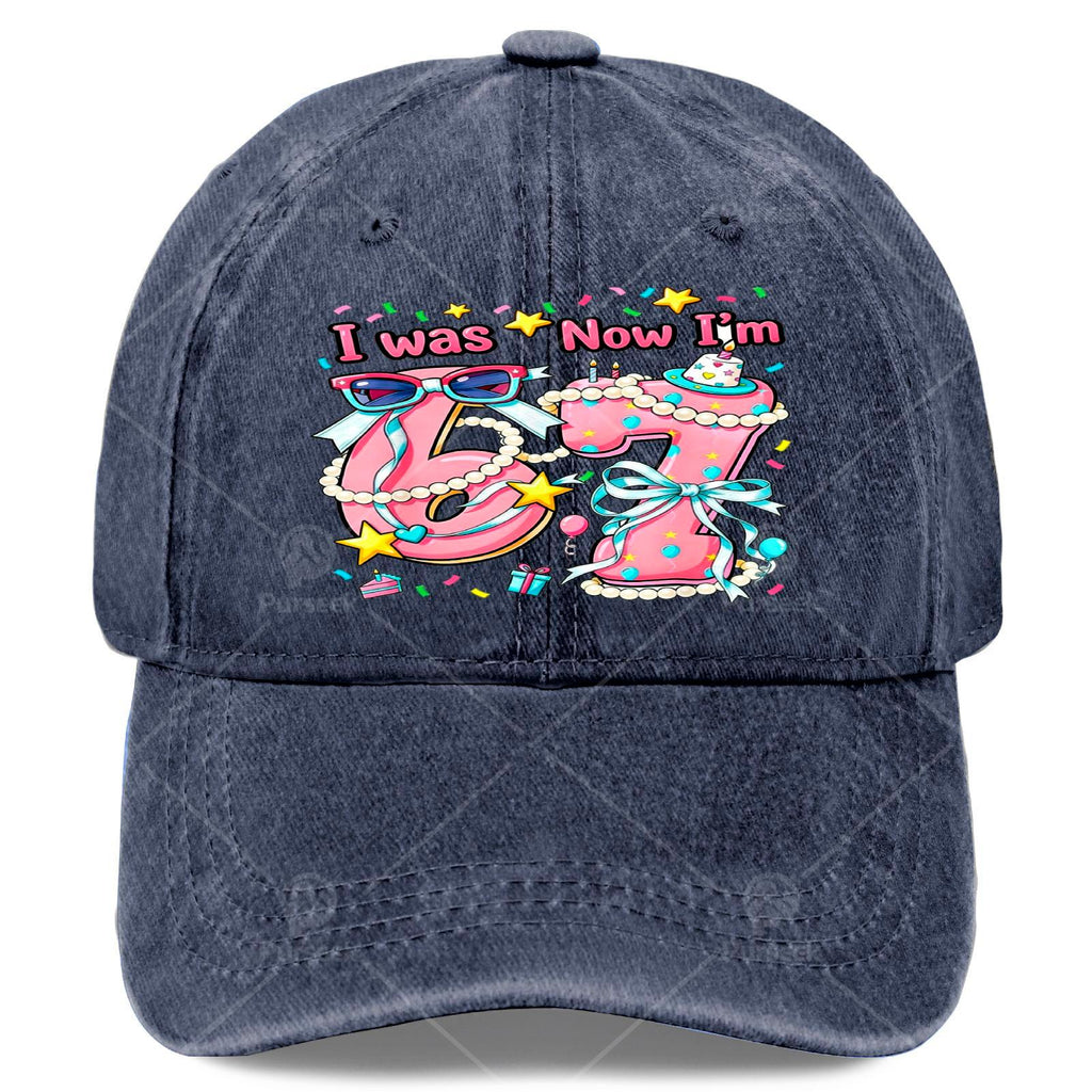 7th Birthday Girl I Was 6 Now Im 7 Year Old Girls Baseball Hat Unisex