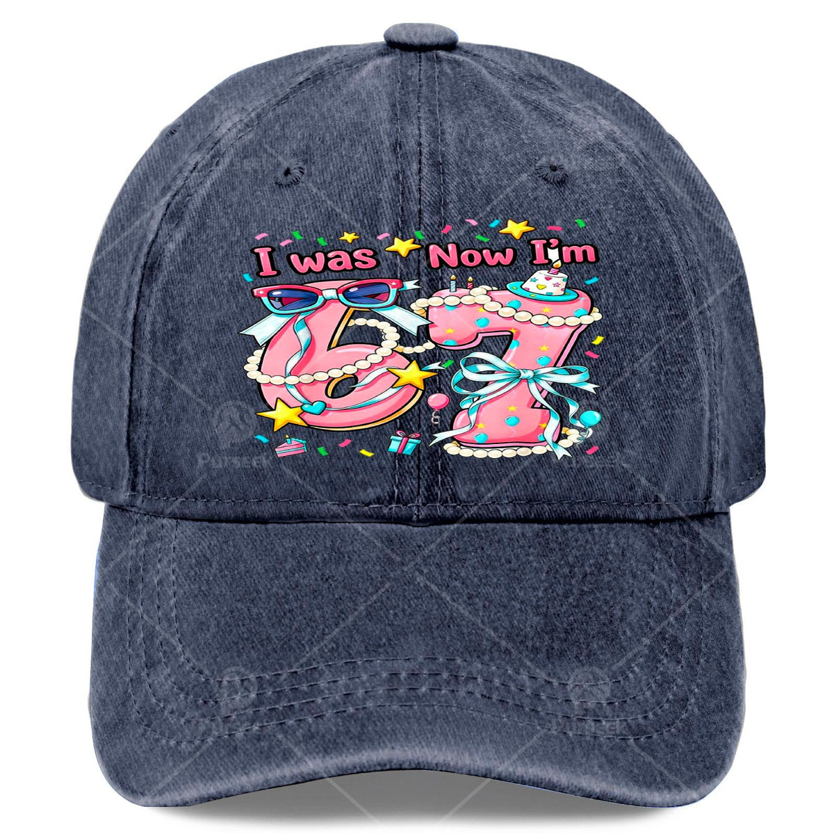 7th Birthday Girl I Was 6 Now Im 7 Year Old Girls Baseball Hat Unisex
