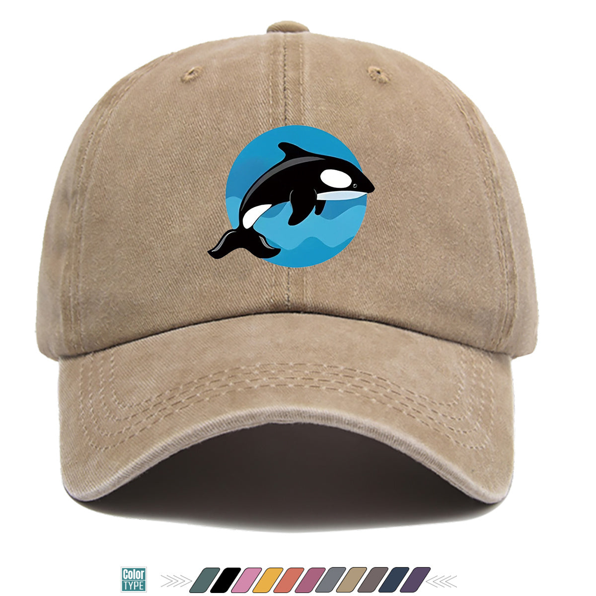 1pc Orca Leaping Over Waves Themed Printed Baseball Cap, Comfortable and Breathable Sun Hat, Stylish, , and Beautiful, Unisex Adjustable Baseball Cap, Casual Street Fashion Hat, Beach Vacation Sun Hat, Suitable for Outdoor Outings, Beach Parties
