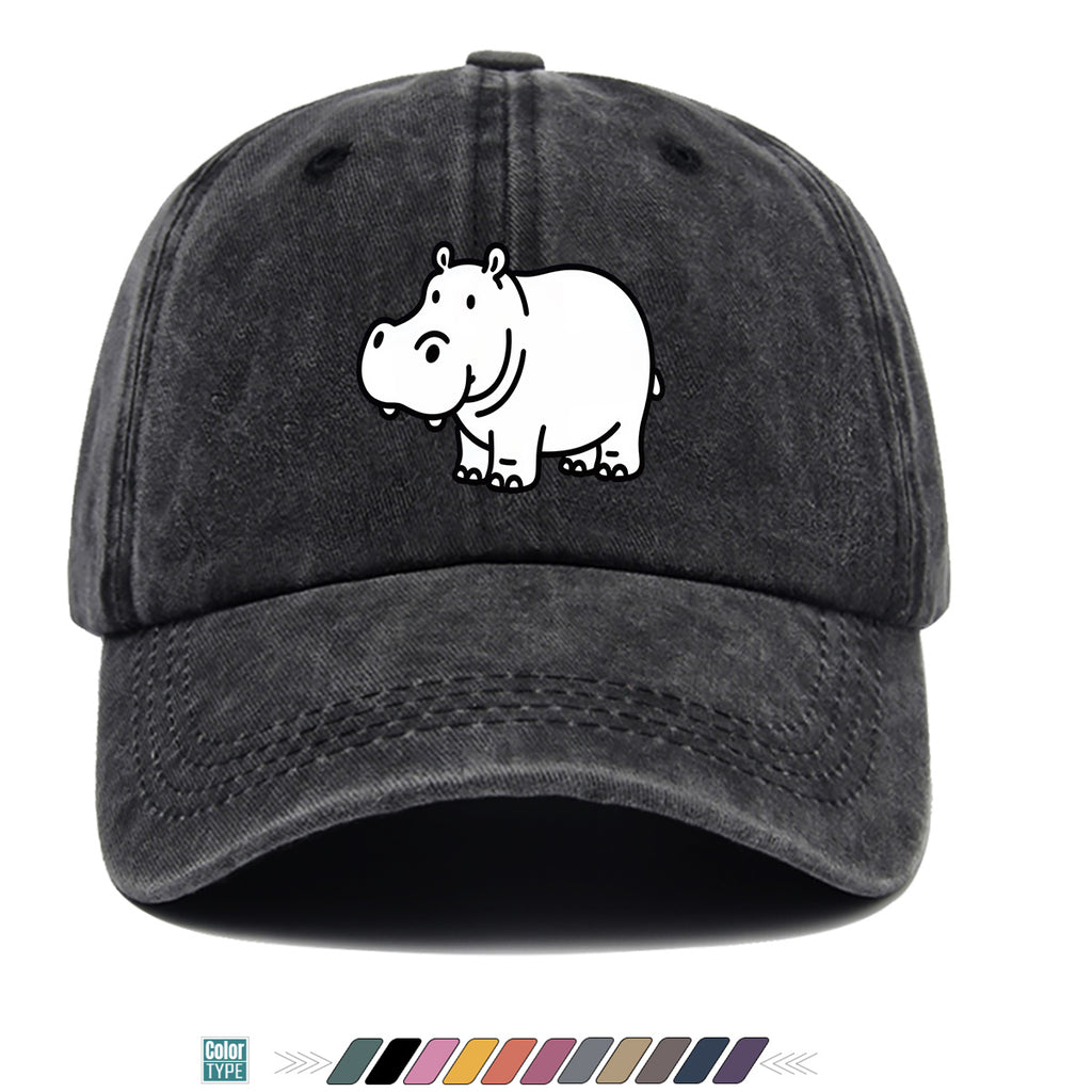 1pc Cartoon Hippopotamus Black And White Line Print Baseball Cap, Comfortable Breathable Duckbill Hat, Fashionable Cute Easy Unisex Adjustable Casual Daily Outing Hat, Vacation Hat, Bestie Couple Matching Hat, Suitable for Shopping, Picnic, Walking