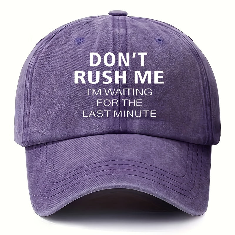 Men's Vintage Adhesive Baseball Cap| Adjustable and Hand Washable| "Stop Rushing Me, I'm Waiting for the Last Moment."| Sports Outdoor Hat with a Curved Brim|Durable and Stylish, Suitable for Casual Wear