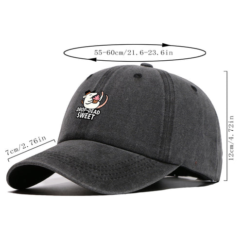 1pc 1pcs "DROP-DEAD SWEET" Mouse Top Hat & Cupcake Print Cap - Adjustable Unisex Baseball Hat Suitable for Parties, Travel, Daily Wear - Cute, Themed Outfits, Street Style for Men & Women (Powder Cream Cupcake)