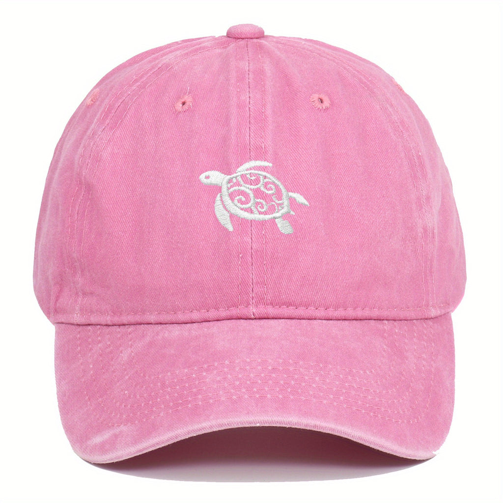 Turtle-pattern Baseball Cap, Washed Baseball Cap, Outdoor Casual Sun Hat, Cute and Versatile for Travel