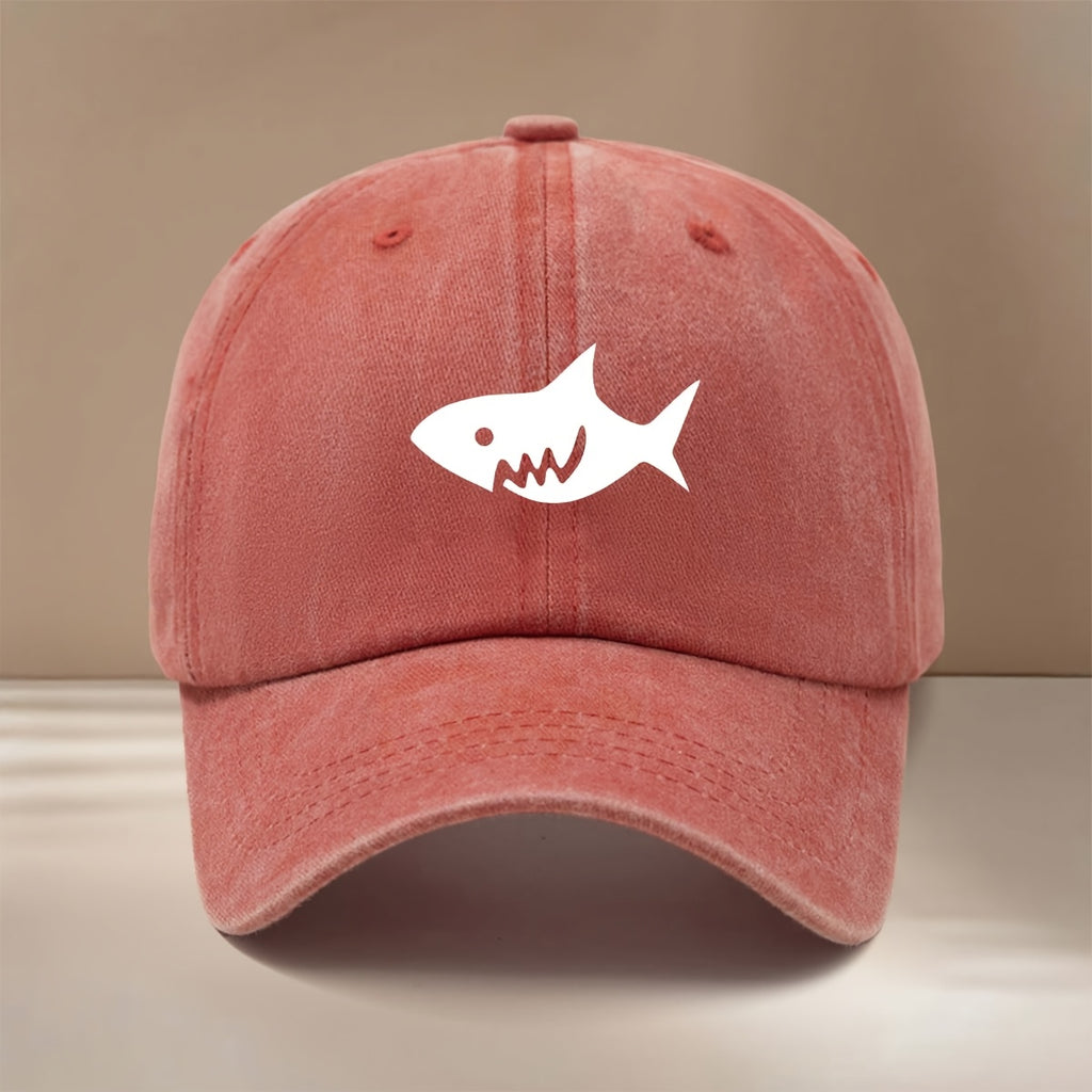 This Is a Stylish And Lightweight Baseball Cap Featuring a Cartoon Shark Design. It Is Adjustable in Size And Suitable for Both Men And Women, Making It a Trendy Choice for Outdoor Sports, Gatherings