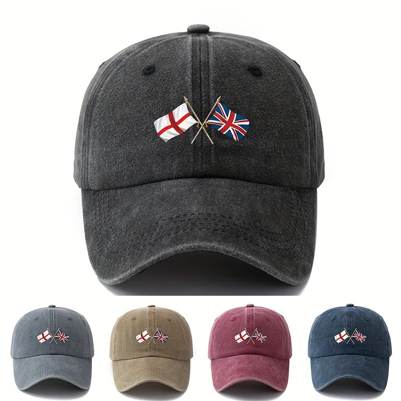 Stylish And Adaptable Printed Baseball Cap Featuring The England Union Jack, a Classic Retro Lightweight Hat Ideal for Truck Drivers
