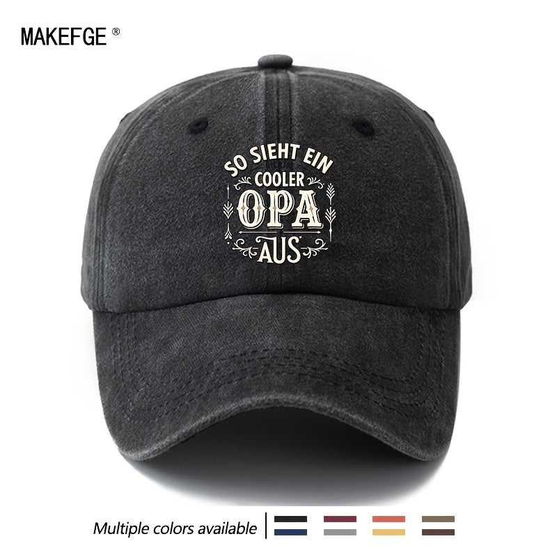Unisex Fashion All-Match Printed OPA German Style Baseball Cap, Classic Vintage Washed Outdoor Lightweight Curved Brim Hat, Trucker Cap, Suitable for Outdoor Vacation Travel Camping And Casual Occasions, Holiday Party Hip-Hop Hat