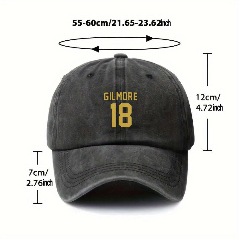 1pc, Gilmore Size 18 Printed Adjustable Baseball Cap, Polyester Fiber Lightweight Printed Craft, Fashionable Versatile Couple Hat, Ideal for Outdoor Sports, Camping, Golf, Riding, Parties, Music Festivals, Weddings, Birthday Gifts And Photography