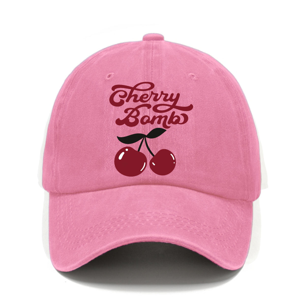 Vintage Cherry Bomb Print Washed Baseball Cap, a Fresh Retro-Style Men'S Hat, Suitable for Spring And Summer Casual Wear, Versatile Hat, Comfortable And Breathable, Perfect for Outdoor Use, Matching Outfits