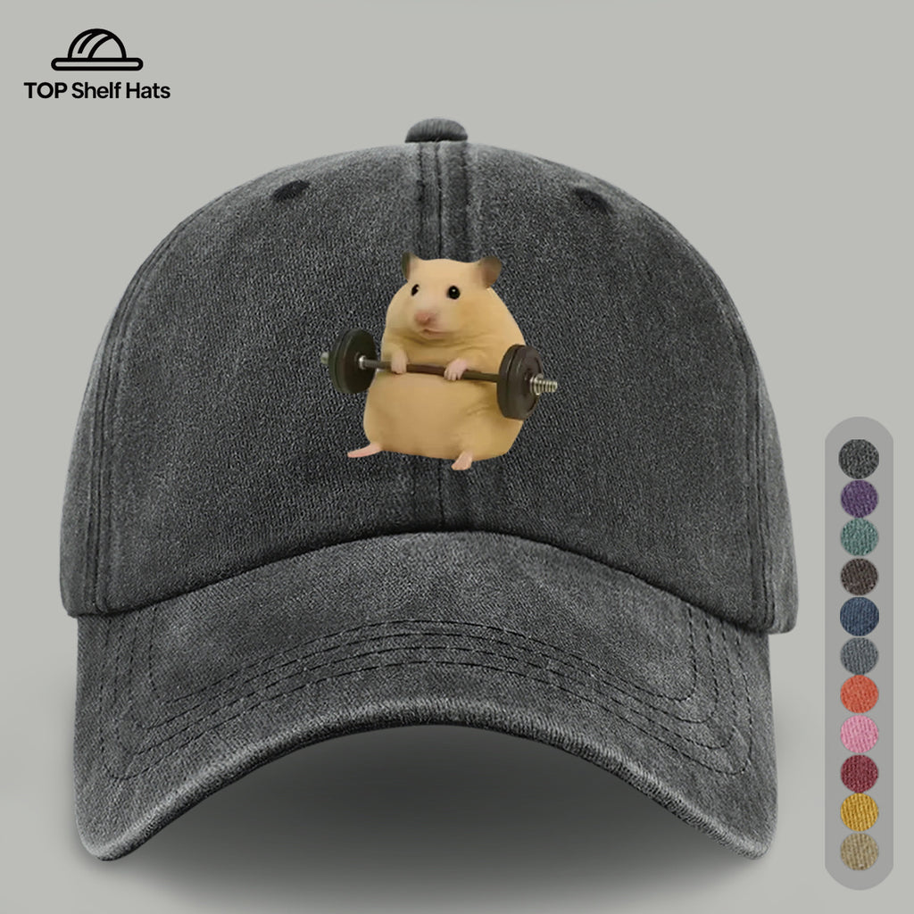 1pc Cute Adorable Golden Hamster Mouse Holding Dumbbell Pattern Design Printed Casual Baseball Cap, Lightweight Comfortable Breathable Adjustable Size, Perfect Gift for Couples on Valentine'S Day