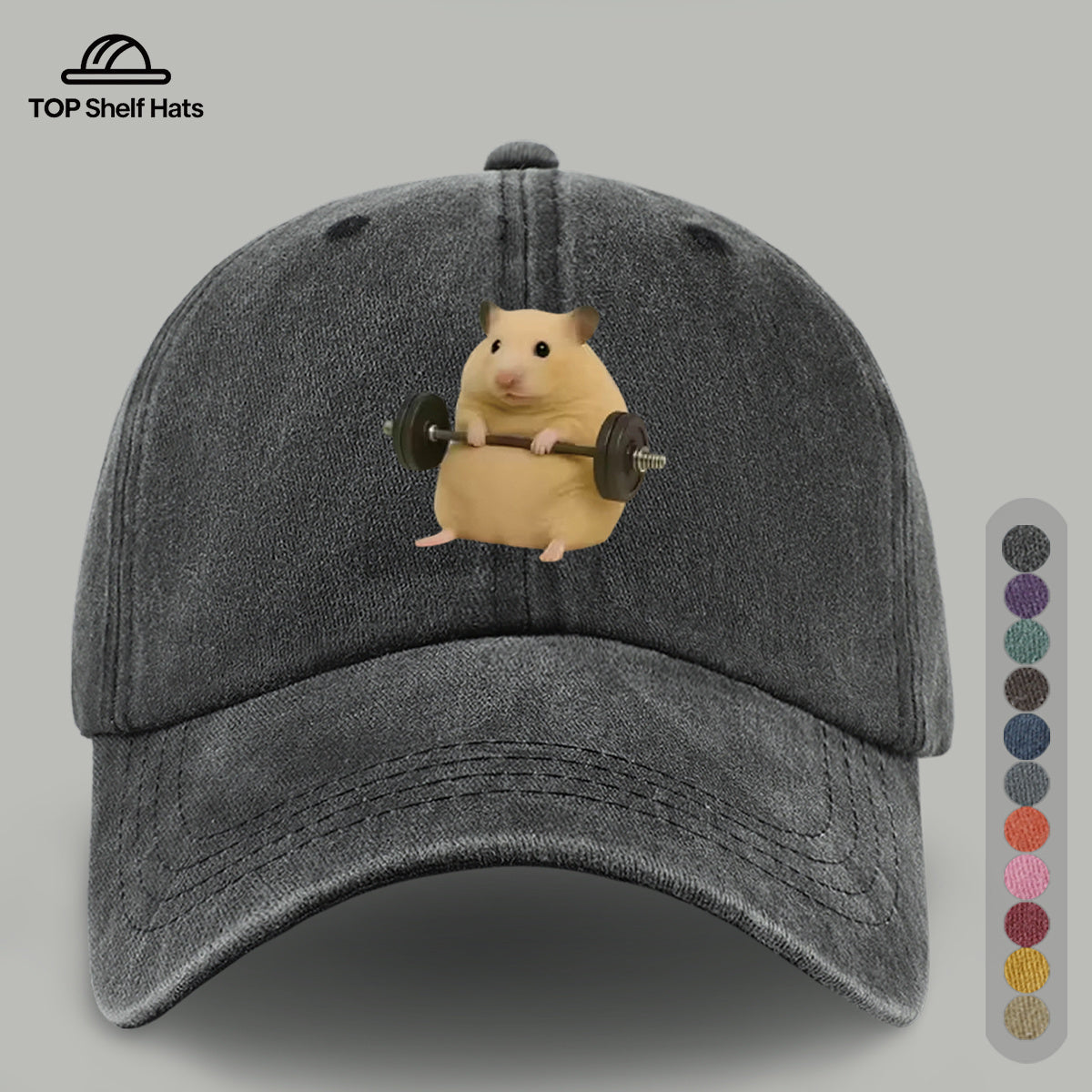 1pc Cute Adorable Golden Hamster Mouse Holding Dumbbell Pattern Design Printed Casual Baseball Cap, Lightweight Comfortable Breathable Adjustable Size, Perfect Gift for Couples on Valentine'S Day