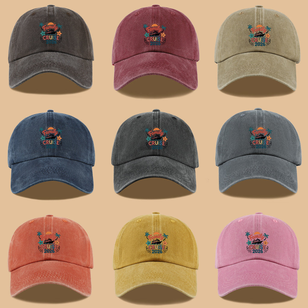 1pc "Family Mail Steamer 2025.98inch" Themed Printed Baseball Cap, Fun Cartoon Mail Steamer Ship, Stars, Palm Trees, Sunset Pattern, Fashionable Casual Sun Hat, Unisex, Adjustable Size, Dad's Fishing Hat, Mom's Vacation Hat, Suitable for Family