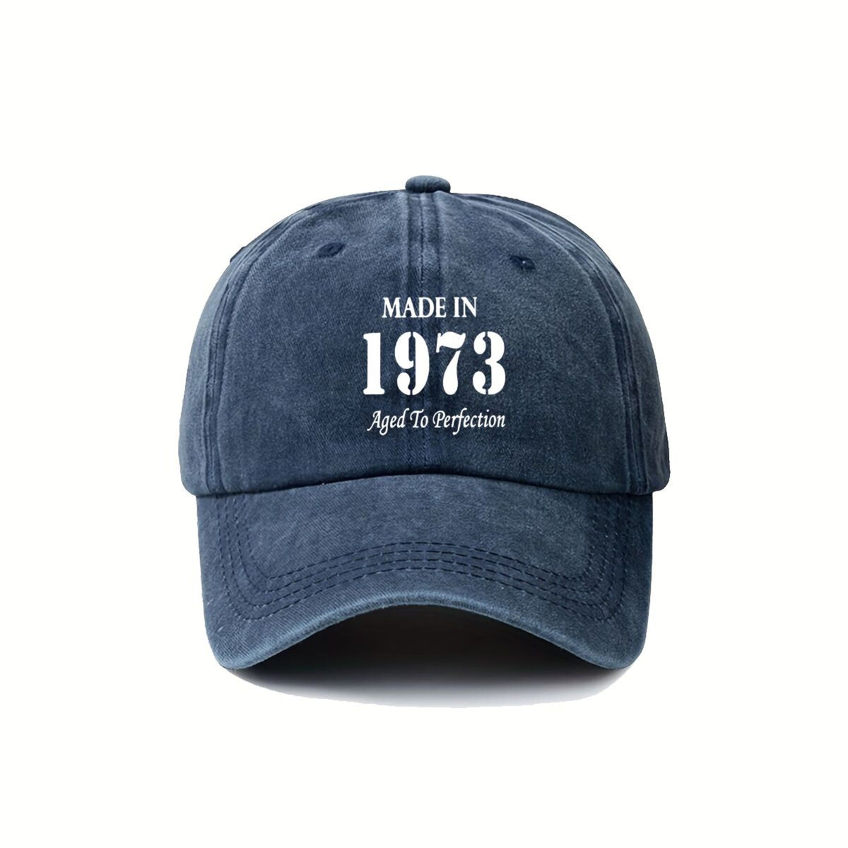 Made in 1973 Aged to Perfection Retro Text Graphic American Vintage Washed Distressed Print Baseball Cap for Men And Women, Spring And Autumn Outdoor Sun Hat, Unique Trendy Hip-Hop Duckbill Cap