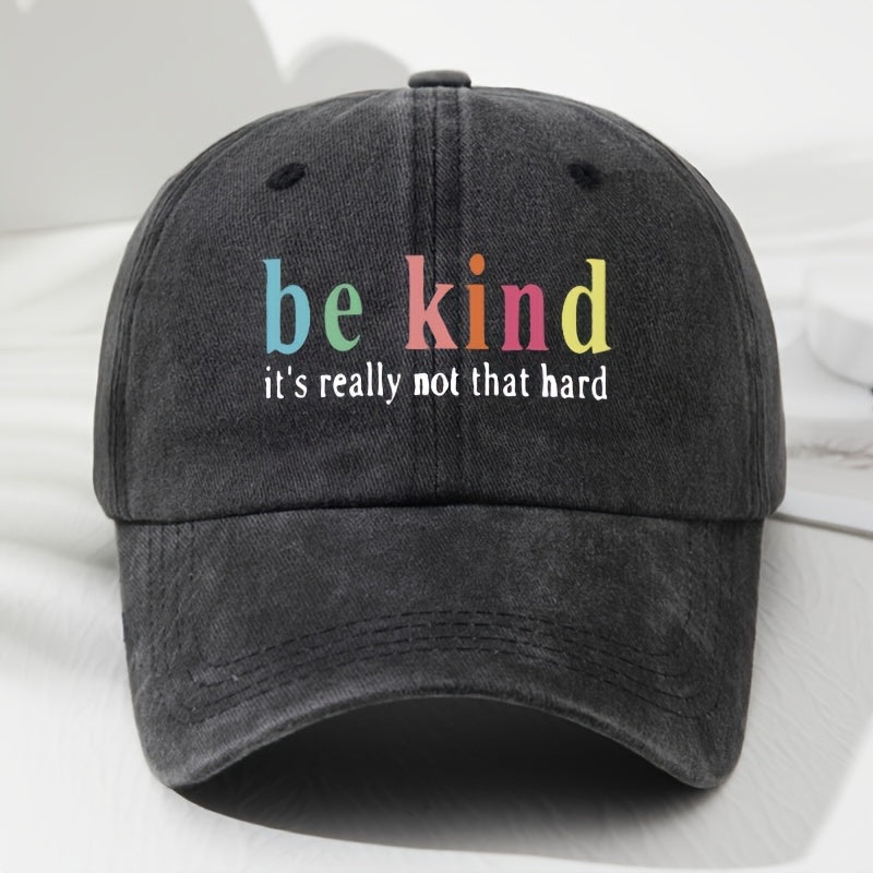 Lightweight And Comfortable Unisex Retro Baseball Cap Featuring a 'Be Kind' Print, Designed for And Breathability, Perfect for Outdoor Activities Like Fishing, Camping, And Hiking, with a Classic Wild Style
