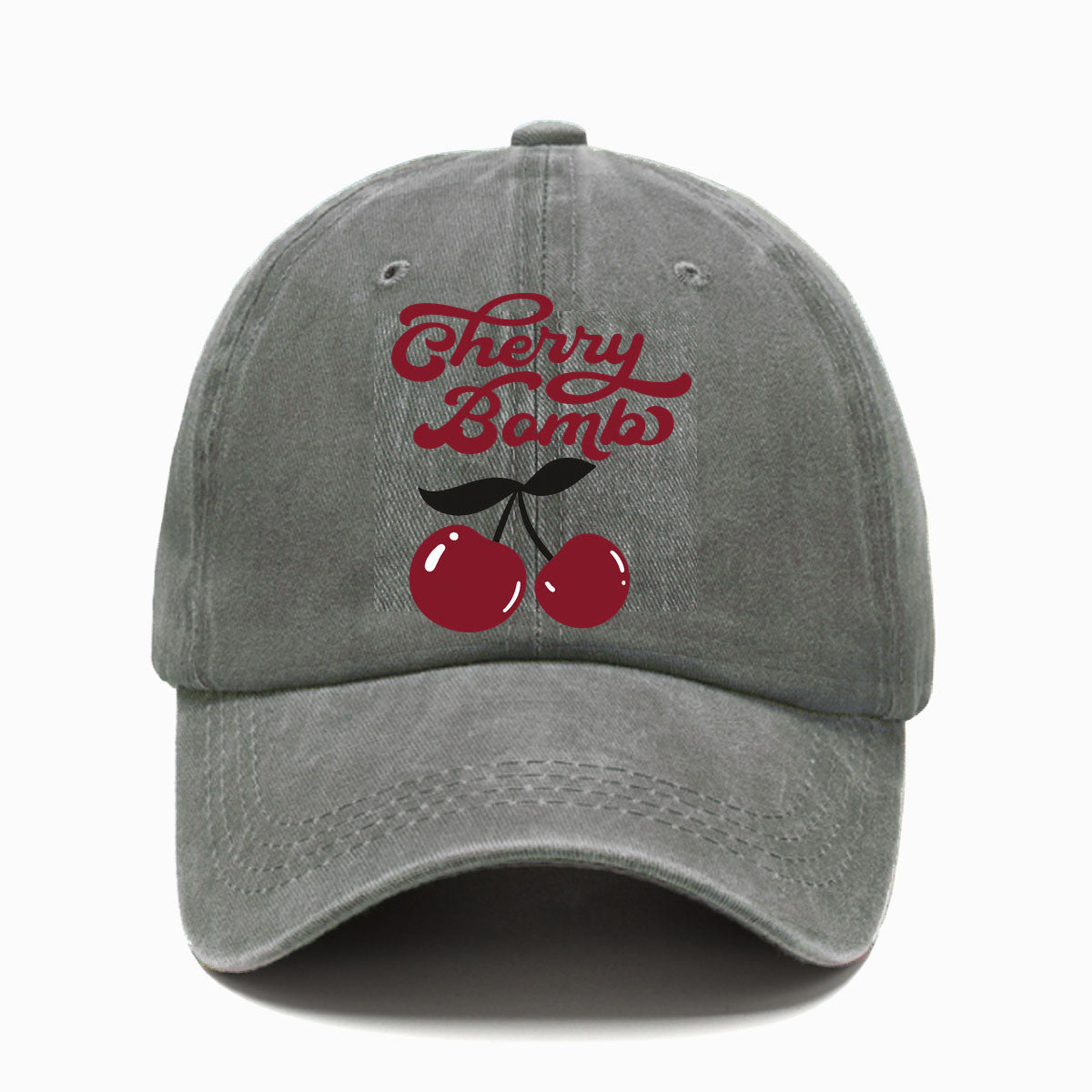 Vintage Cherry Bomb Print Washed Baseball Cap, a Fresh Retro-Style Men'S Hat, Suitable for Spring And Summer Casual Wear, Versatile Hat, Comfortable And Breathable, Perfect for Outdoor Use, Matching Outfits