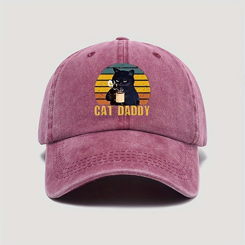 COFFE CAT DADDY Rainbow Pattern Print Adjustable Washed Men'S Baseball Cap Outdoor Fishing Dad Hat