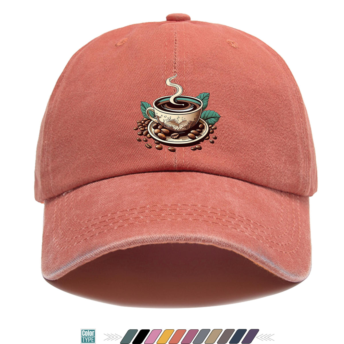 1pc 1pcs Vintage American Trucker Hat - Adjustable Soft Top Dad Cap with Coffee Print, Breathable Suitable for Outdoor Sports, Cycling,, Fishing, for Men & Women, Unisex for Youth, Skateboarding, Parties, Festivals, Gift