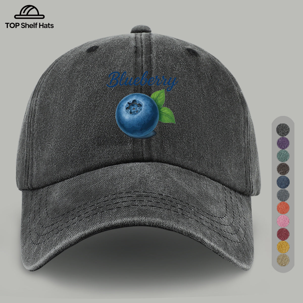 1pc Blueberry-Themed Realistic Fruit Print Baseball Cap, Comfortable And Breathable Sun Hat, Fashionable Easy And Aesthetic Unisex Baseball Cap, Adjustable Size, Trucker Cap, Beach Vacation Hat, Suitable for Outdoor Picnics, Camping, Shopping