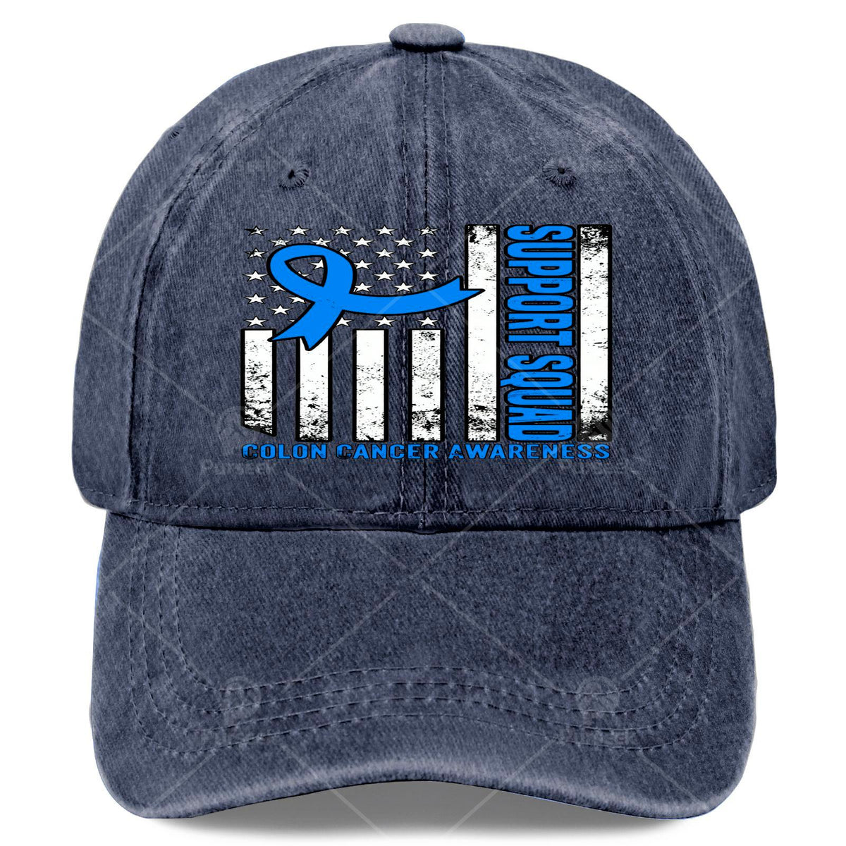 Support Squadss American Flag US Colon Cancer Awareness Month Baseball Hat