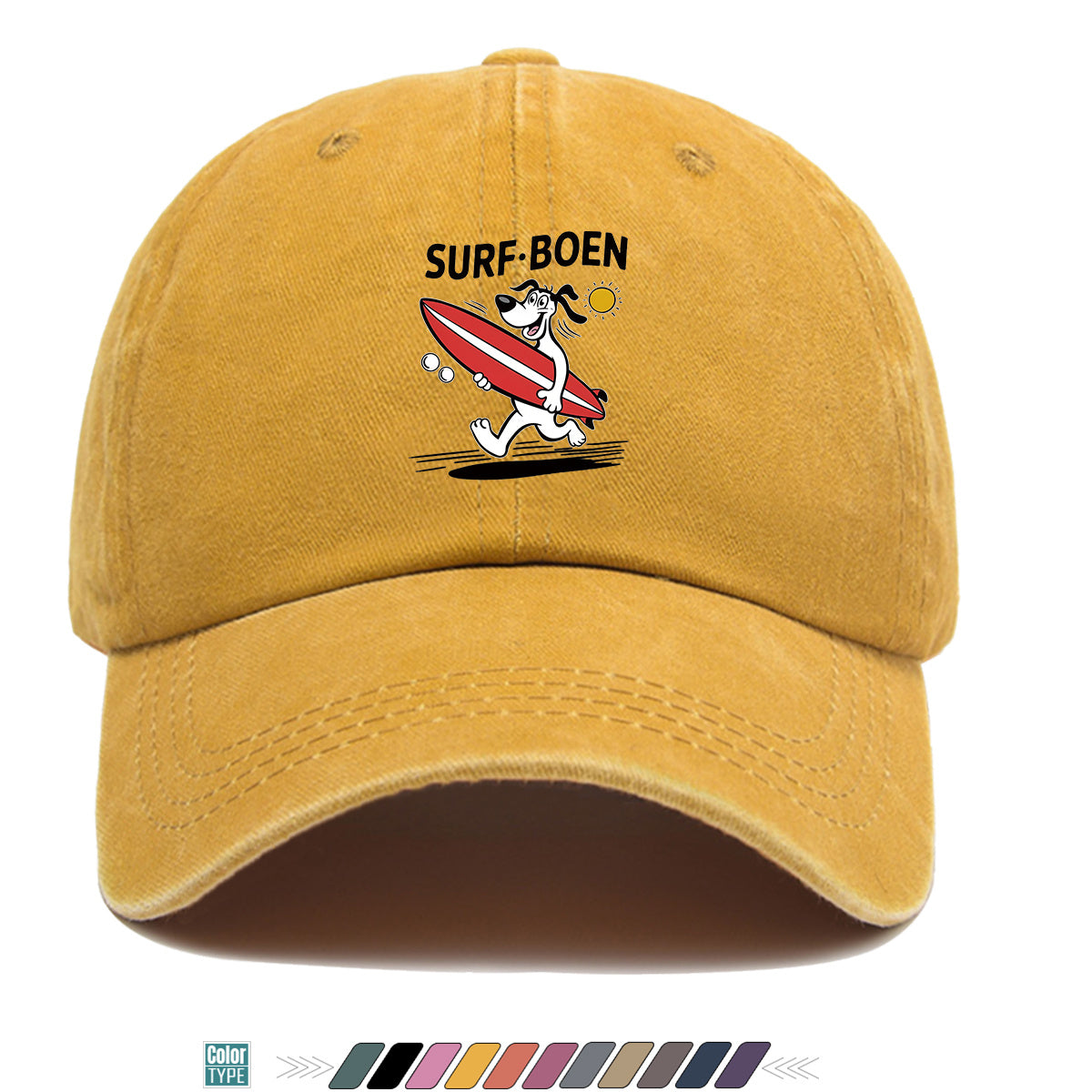 1pc Surfing Dog Fun Print Baseball Cap, Comfortable Breathable Sun Hat, Fashionable Individual Aesthetic Unisex Cap, Adjustable Size Casual Street Hat, Beach Vacation Hat, Suitable for Surfing, Beach, Vacation, Party, Outdoor Sports