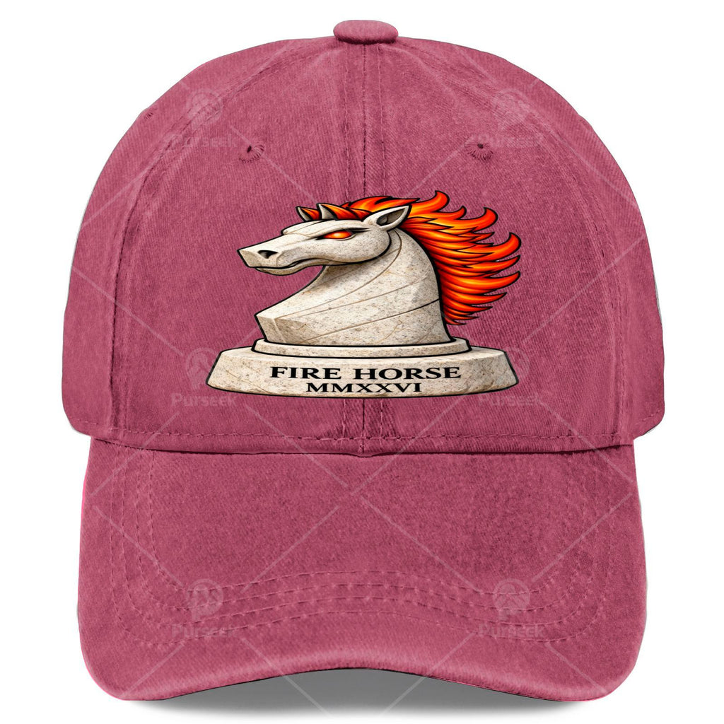 2026 Year of the Fire Horse Lunar New Year - Retro Chinese Zodiac Symbol Full-Body Fire Horse Print, Unisex for &, for Events, Christmas, 4th - Lightweight Round Top Hat
