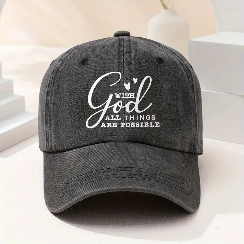 Y2g Retro Unisex Adjustable Baseball Cap with "Everything Is Possible" Print - Breathable Buckle Closure, Y2gVintage, Machine Washable Suitable for Men & Women, Casual & Sportswear Accessory