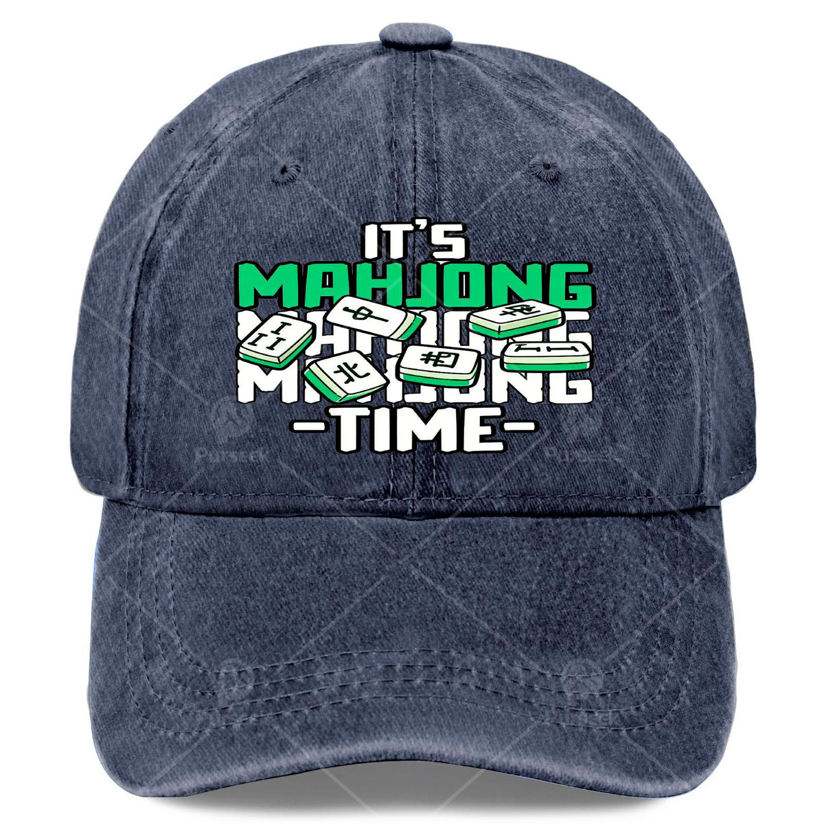 It'S Time for Mahjong, a Tile Game Player, Unisex Soft Washed Baseball