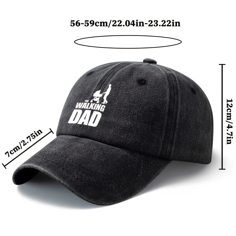 Unisex Fashion Versatile Printed WALKING DAD Baseball Cap, Classic Retro Washed Outdoor Lightweight Curved Brim Hat, Trucker Cap, Suitable for Outdoor Vacation Travel Camping And Casual Occasions, Holiday Party Hip-Hop Hat
