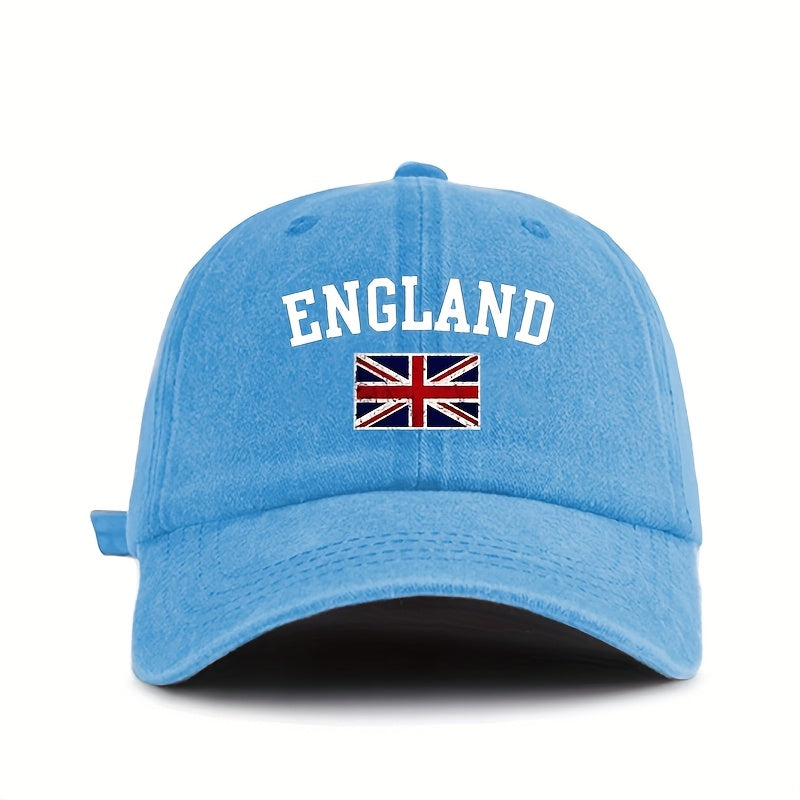 Flag-Pattern Printed Baseball Cap, Soft-Top Vintage Washed Cap, Adjustable Outdoor Sports Cap, Sweat-Absorbing And Breathable Sun Hat, Stylish Curved Brim Hat Suitable for Outdoor Sports, Travel And Vacations, a Gift for Friends And Family