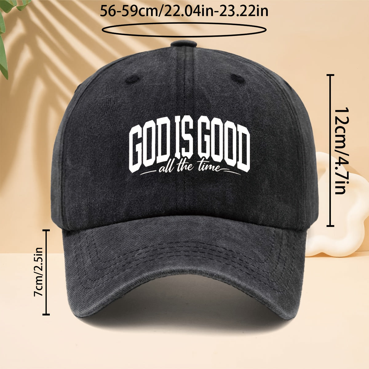 Baseball Cap with 'GOD IS GOOD ALL THE TIME' Pattern, American Street Faith Design Style Curved Brim Cap for Walking, Parties, Dates, Shopping, Vacation, Travel, Dad Hat, All-Season, Adjustable Size, Unisex Casual Hat