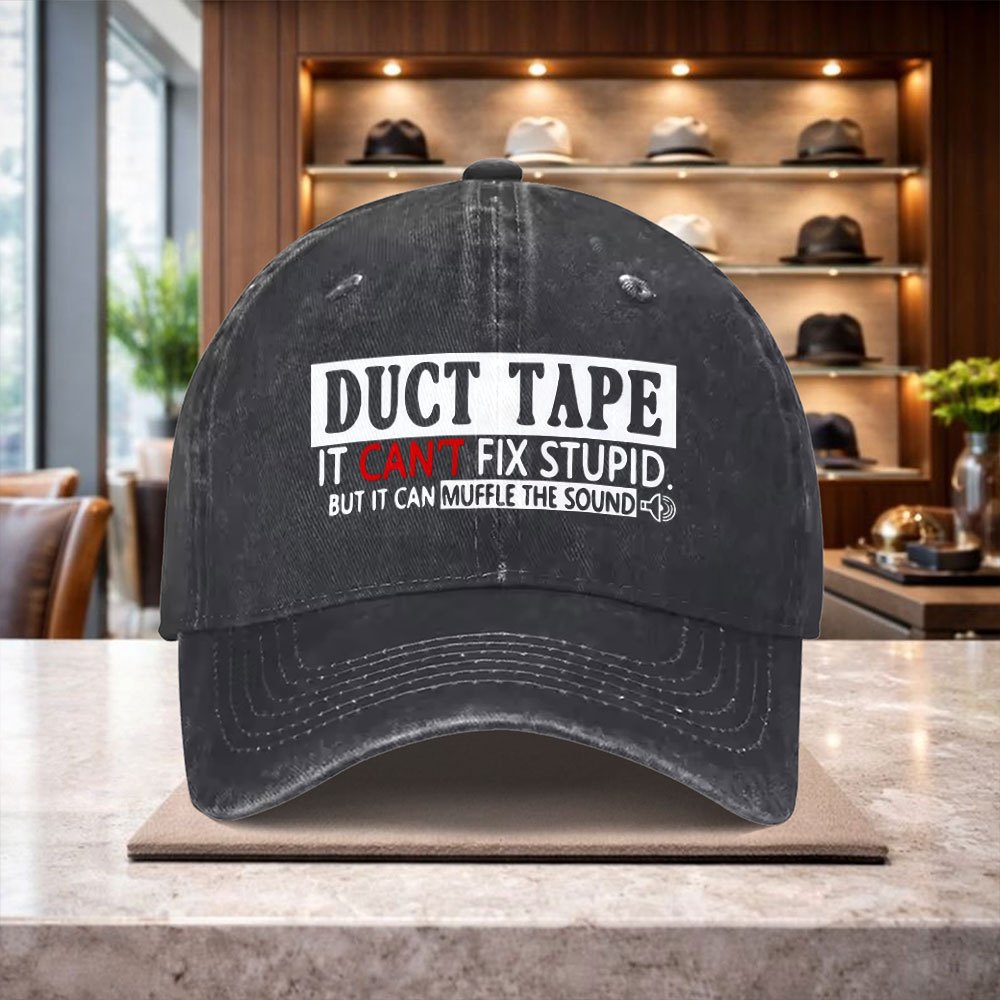 Tape Can't Fix Stupidity, but It Can Silence the Sound. Printed Baseball Cap, Men's Running Cap, Unisex Casual Baseball Cap, Versatile High-end Boutique, Fashionable Outdoor Adjustable Trendy Hat, a Stylish Hat, the Best Choice for a Gift
