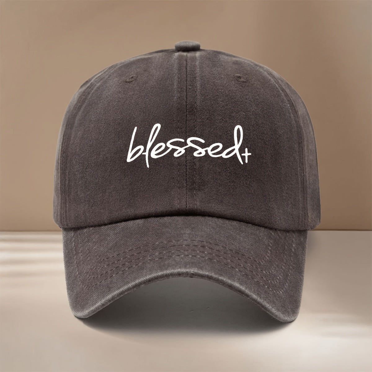 Blessed+ Text Pattern Baseball Cap, Relaxed Fit with Curved Brim for a Slimming Effect, Unisex Hip-Hop Style Curved Brim Hat, Lightweight and Comfortable Duckbill Cap for Vacations, Travel, Dinners, and Camping, Adjustable Size, Simple and  Six-Panel