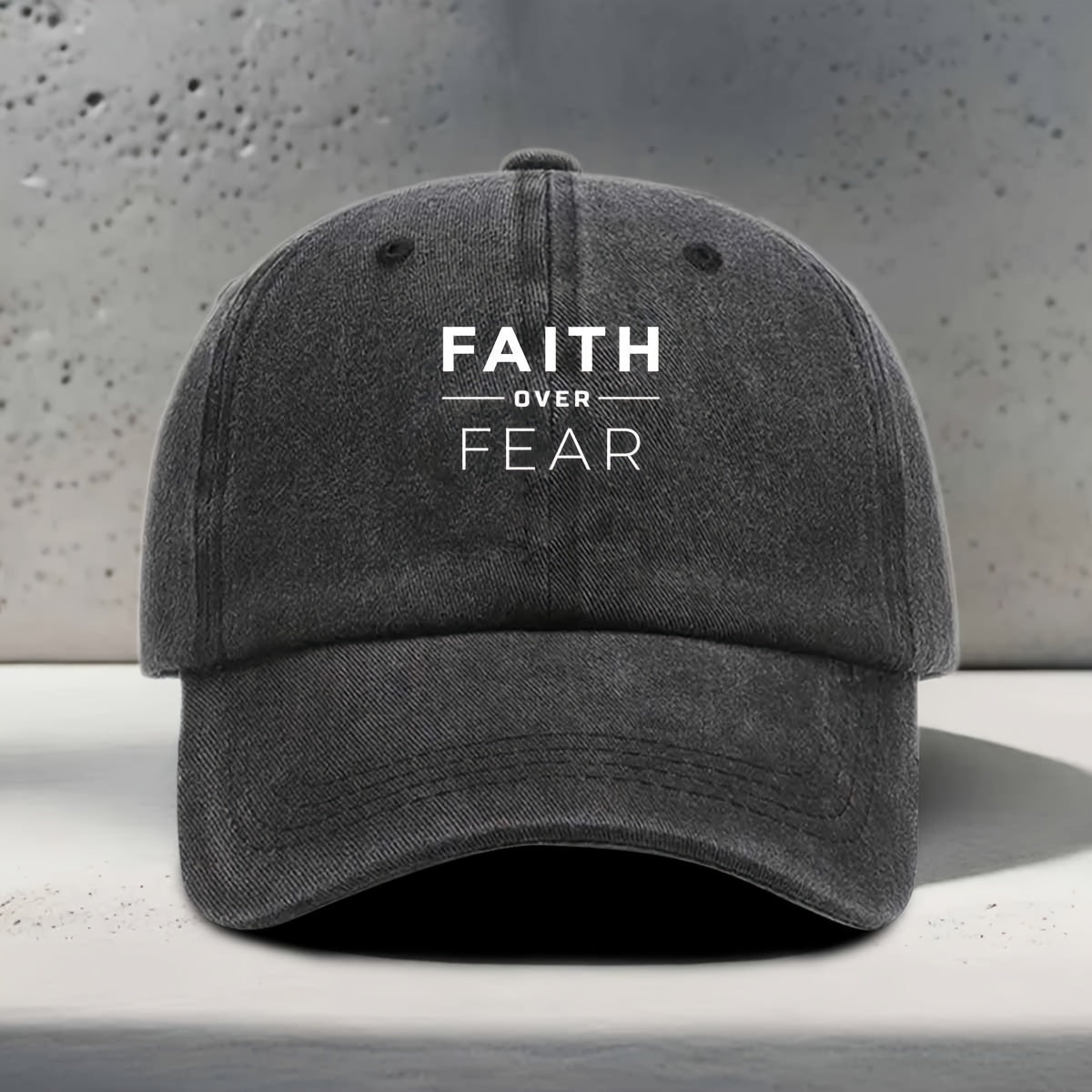 Women'S Baseball Cap with English Print FAITH OVER FEAR Inspirational Slogan, Casual Fashion Individual All-Match Street Trendy Unisex Duckbill Hat, Daily Commuting Outdoor Sports Fitness Yoga