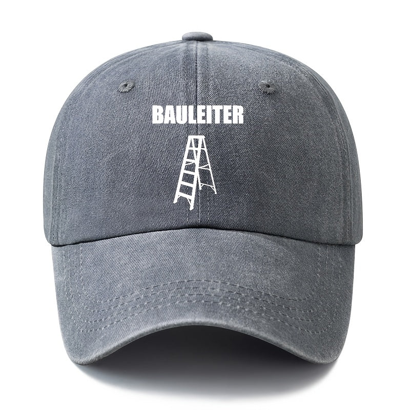 Unisex Fashion All-Match Printed BAULEITER Baseball Cap, Classic Vintage Washed Outdoor Lightweight Curved Brim Hat, Trucker Cap, Suitable for Outdoor Vacation Travel Camping And Casual Occasions, Holiday Party Hip-Hop Hat