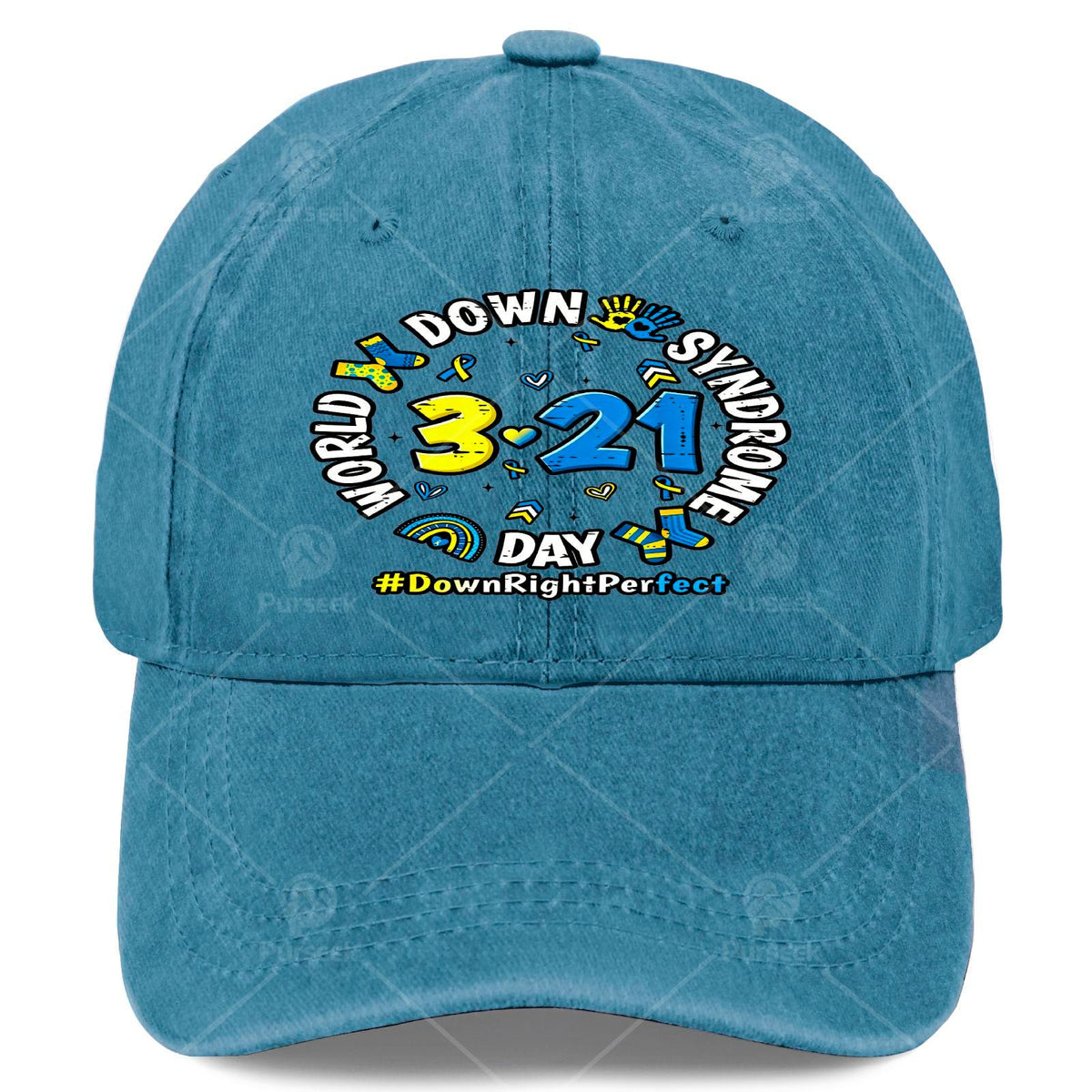 World Down Syndrome Day 3/21 Awareness Cap - Down Syndrome Ribbon, Unisex Adjustable Baseball Hat with Rainbow Print, Machine Washable for Awareness Month & Year-Round Advocacy Gifts Suitable for Men and Women