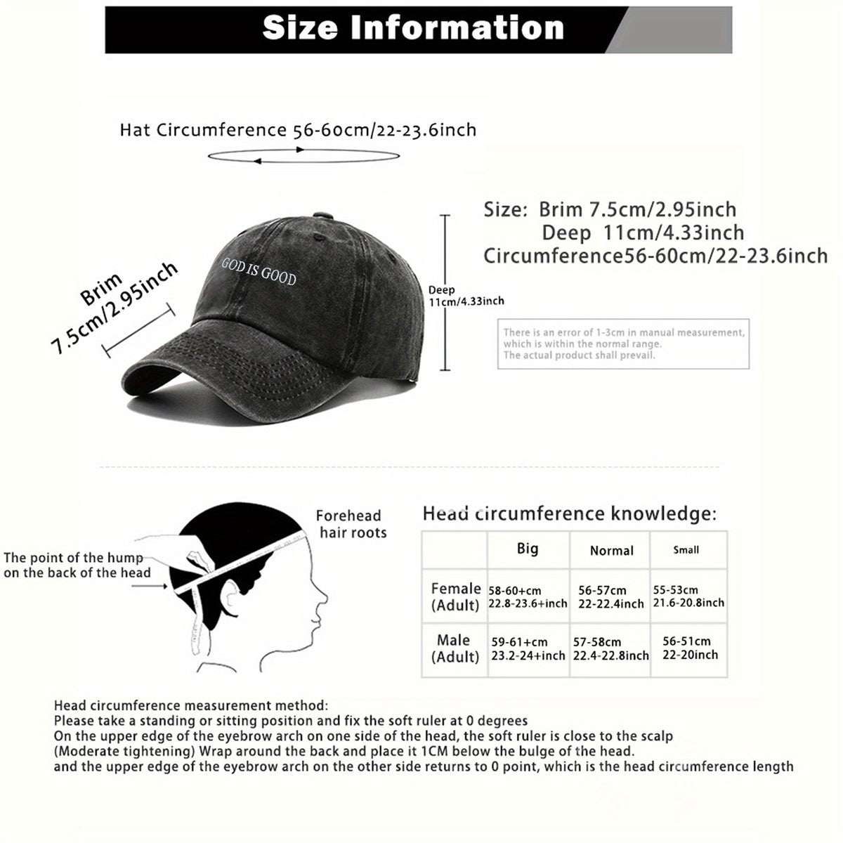 GOD IS GOOD Letter Embroidery Casual Daily Adjustable Baseball Cap