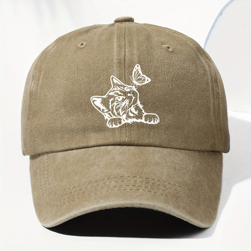 Unisex Animal Print Washed Vintage Baseball Cap, Fashionable Sun Outdoor Hat for Men and Women, Adjustable Trucker Hat Suitable for All Seasons and Daily Wear