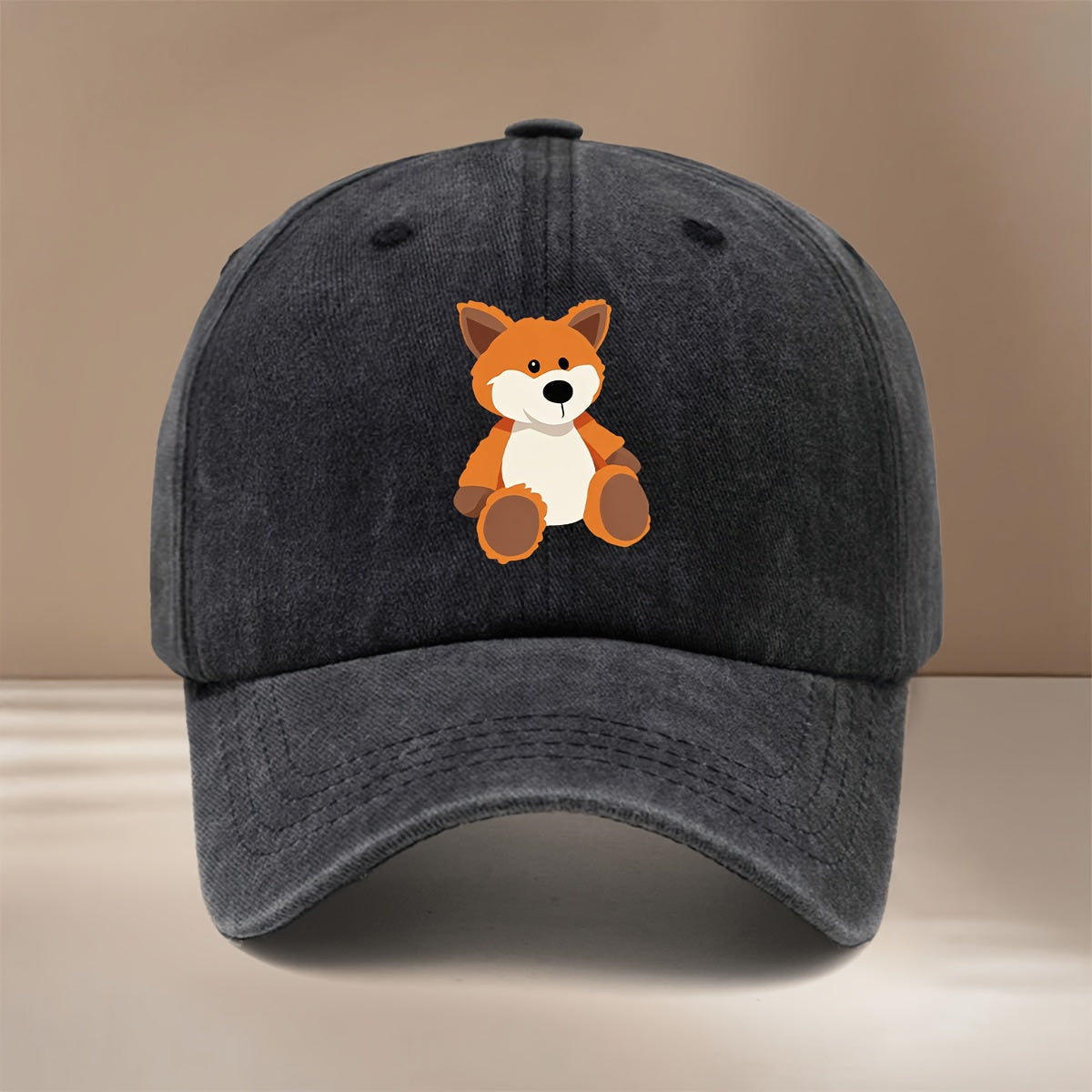 This Is a Lightweight And Fashionable Adjustable Size Baseball Cap with Cute Fox Pattern, Unisex Casual Easy Curved Brim Hat for Outdoor Sports, Dining, Camping, Comfortable Trendy Hip-Hop Cap, Sports Event Support Style, Versatile Six-Panel Hat