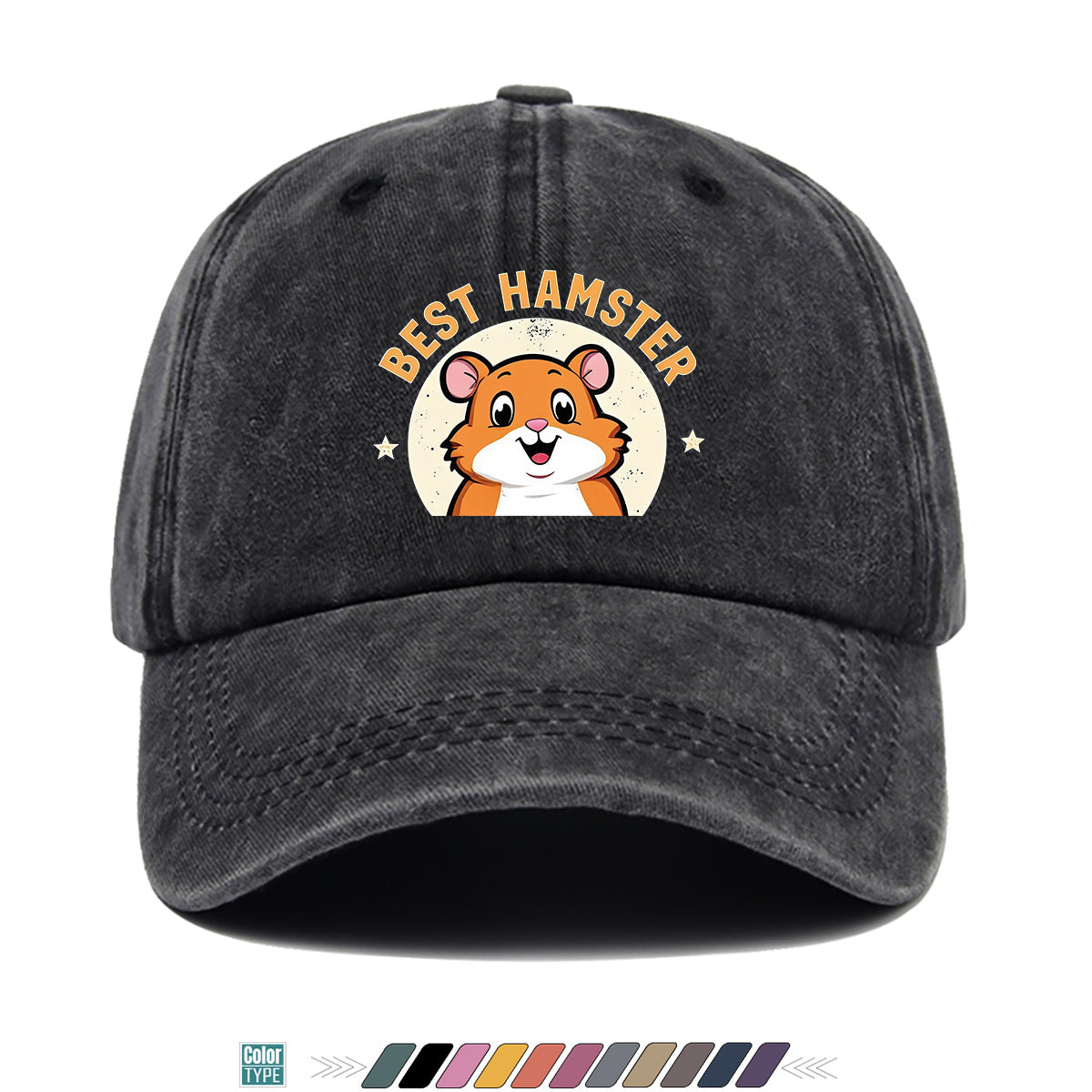 1pc "Best Hamster" Cartoon Hamster Print Baseball Cap, Cute And Playful Sun Hat, Fashionable Casual Unisex Hat, Adjustable Size, Daily Hat, Couple Outing Hat, Suitable for Park Play, Easy Dressing, Shopping, Hiking, Outdoor Picnic