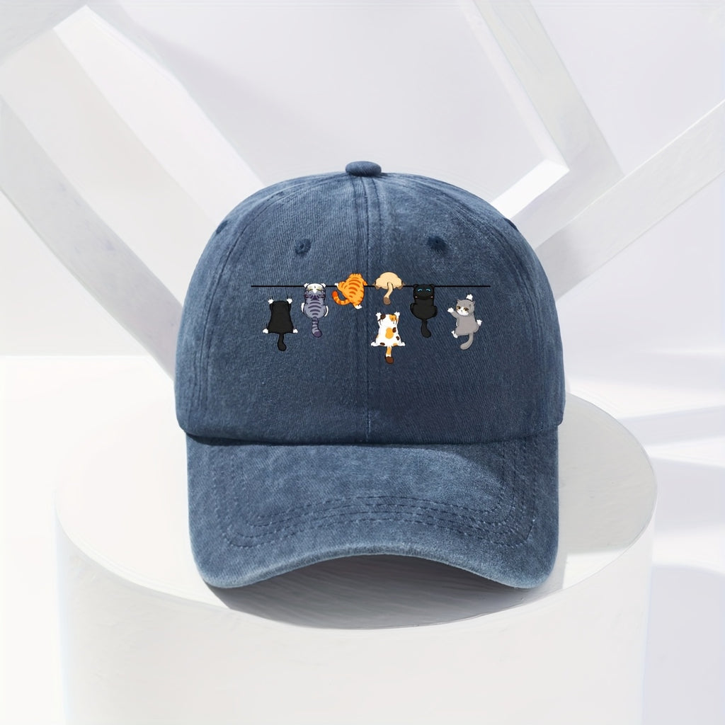 Super Cute Cat-themed Baseball Cap, the Perfect Choice for Street Fashion, with a Fun and Vibrant Design Suitable for Any Season