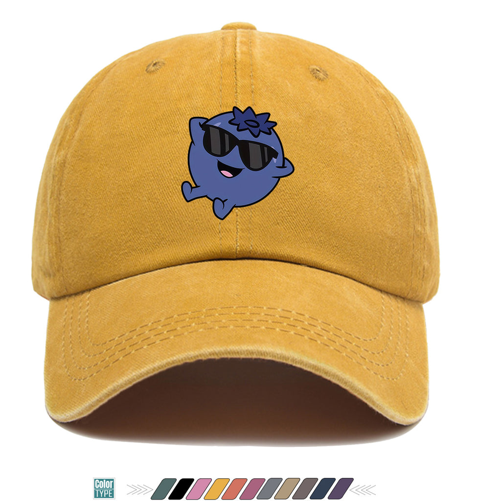 1pc Cartoon Blueberry Pattern Baseball Cap, Fun Sunglasses Flower Decoration, Comfortable And Breathable Sun Hat, Fashionable Cute Unisex Adjustable Dad Hat, Outing Hat, Best Friend Shopping Hat, Suitable for Picnics, Amusement Parks, Hiking