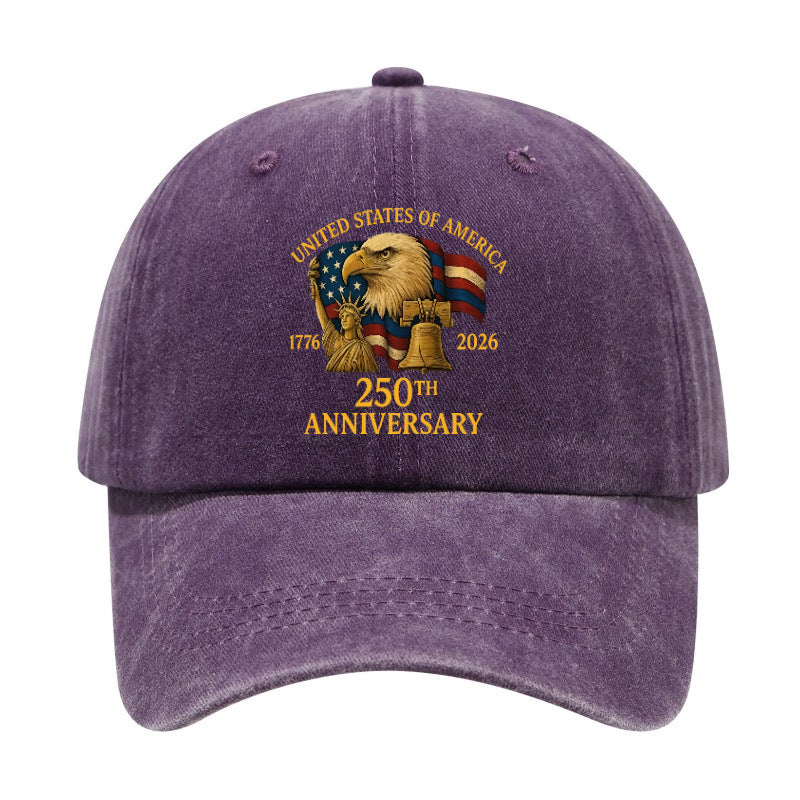 Fashion Hot Selling US Independence Day 250Th Anniversary Printed Washed All-Match Distressed Soft Top Unisex Baseball Cap
