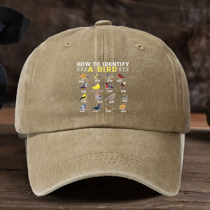 Vintage Washed Distressed Baseball Cap with Bird Print & Curved Brim - Suitable for Outdoor Activities, Fishing, Camping, Casual Wear, Suitable for Park Strolls, Curved Visor Hat for and Daily Use