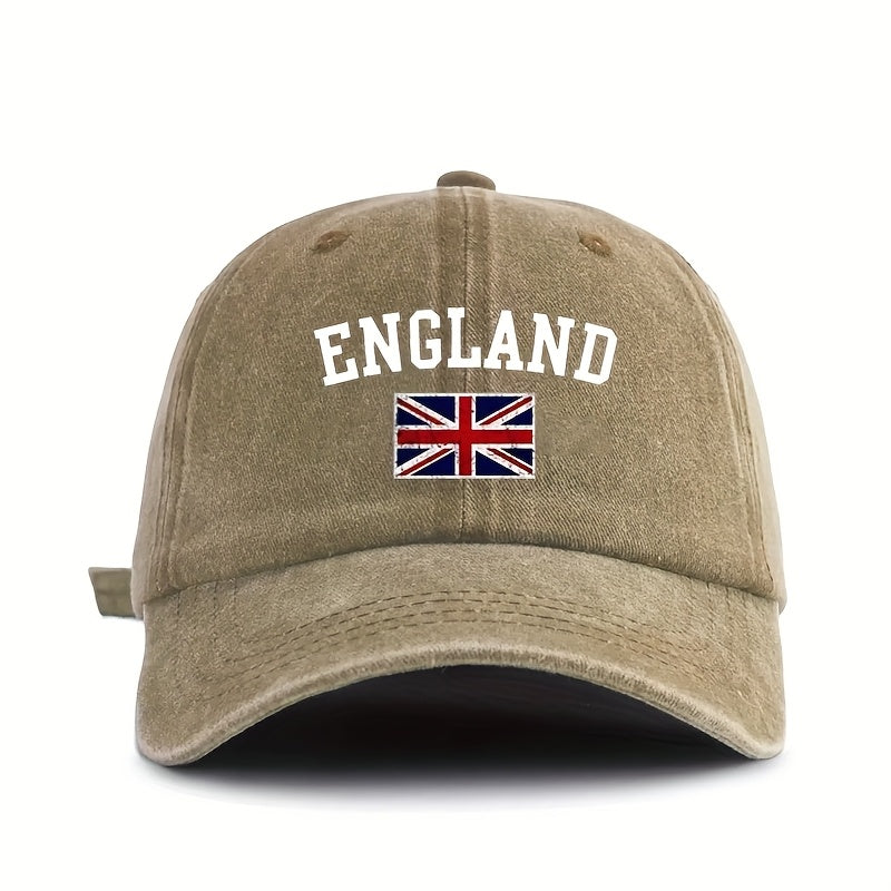 Flag-Pattern Printed Baseball Cap, Soft-Top Vintage Washed Cap, Adjustable Outdoor Sports Cap, Sweat-Absorbing And Breathable Sun Hat, Stylish Curved Brim Hat Suitable for Outdoor Sports, Travel And Vacations, a Gift for Friends And Family