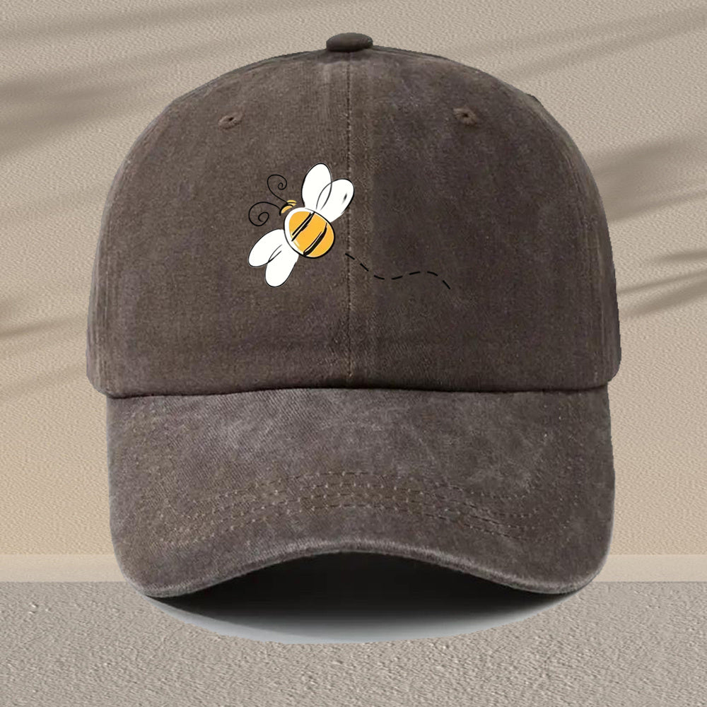 Men's Vintage Bee-Themed Baseball Cap with Beehive & Bee Graphic Print - Adjustable Washed Cap Suitable for Casual,, Outdoor - Machine Washable Hat Gift Choice, Pull String Closure, Various Styles Available