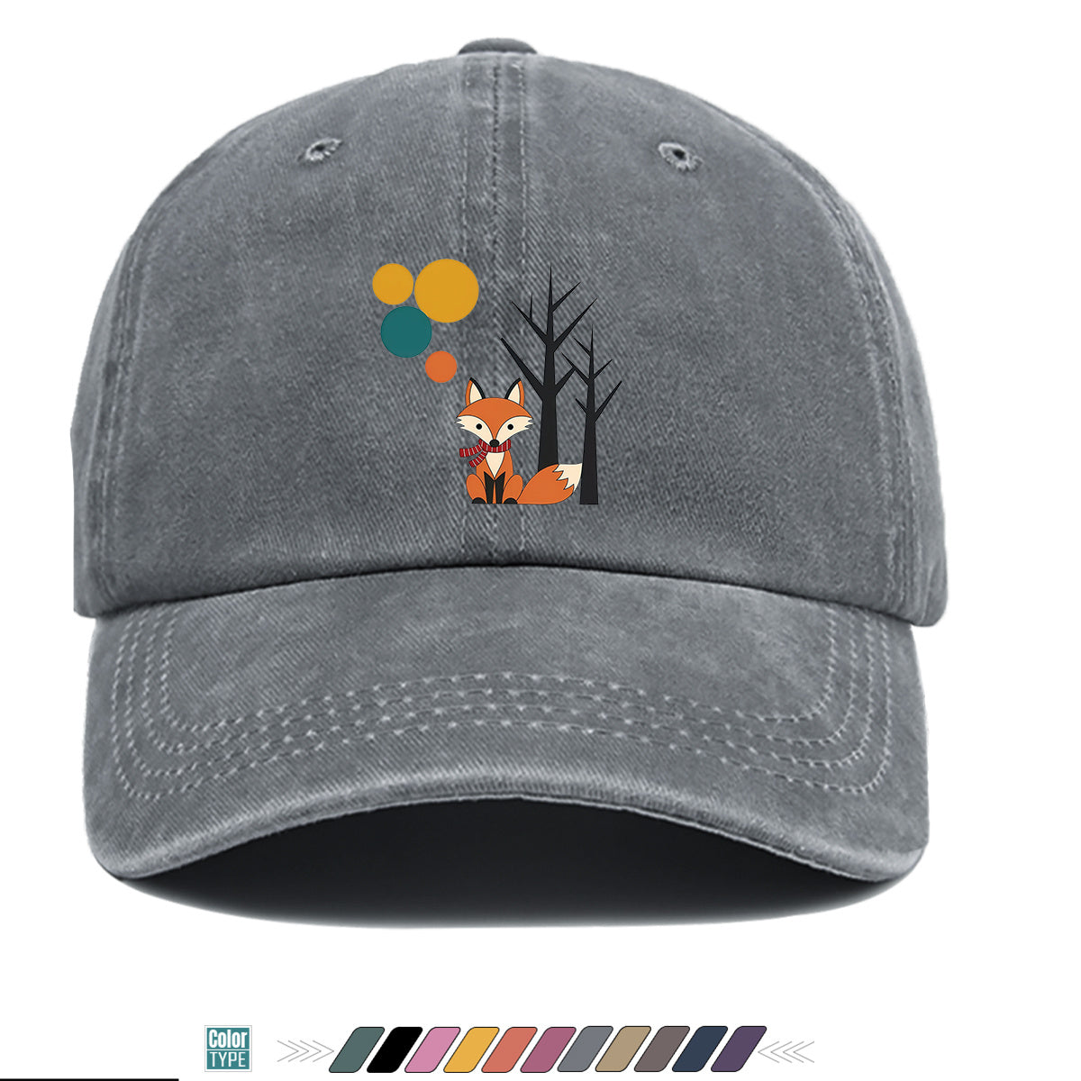 1pc Cartoon Fox Wearing Red Scarf Print Baseball Cap Colorful Geometric Background Sun Hat Fashionable And Beautiful Unisex Duck Tongue Cap Adjustable Size Casual Travel Hat Street Trendsetter Essential Suitable for Daily Wear, Shopping, Travel