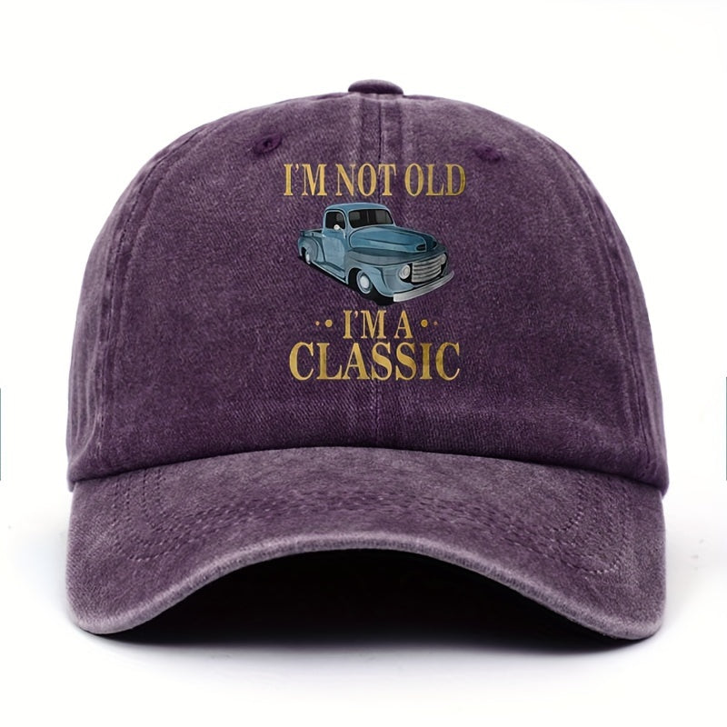 [I'M Not Old] Floral Men'S Washed Baseball Cap, Vintage Style Fashion Adjustable Outdoor Casual Sports Hat