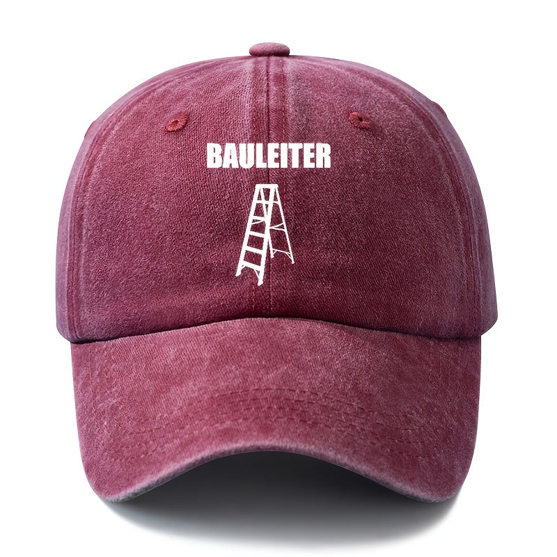 Unisex Fashion All-Match Printed BAULEITER Baseball Cap, Classic Vintage Washed Outdoor Lightweight Curved Brim Hat, Trucker Cap, Suitable for Outdoor Vacation Travel Camping And Casual Occasions, Holiday Party Hip-Hop Hat